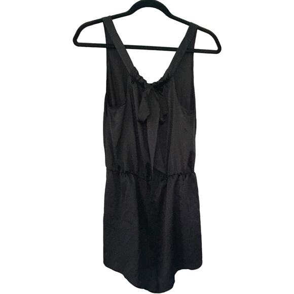 EUC Victoria's Secret Black Satin 1-Piece Bow Tie Hem Ruched Waist Sleeveless S - Picture 4 of 6